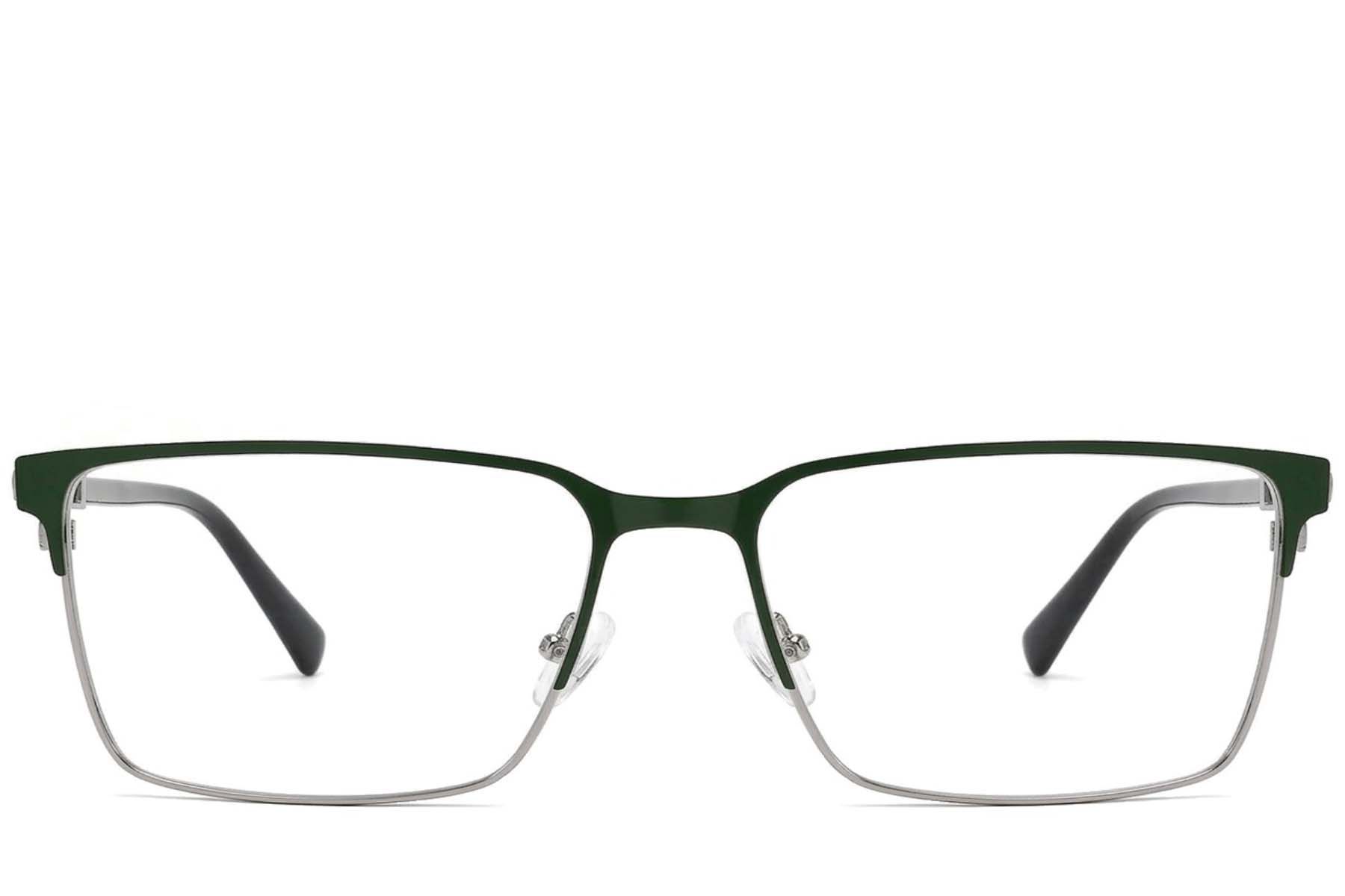 Rechthoekige groene metalen bril #BS2425-2057