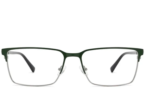Lunettes rectangulaires en métal vert #BS2425-2057