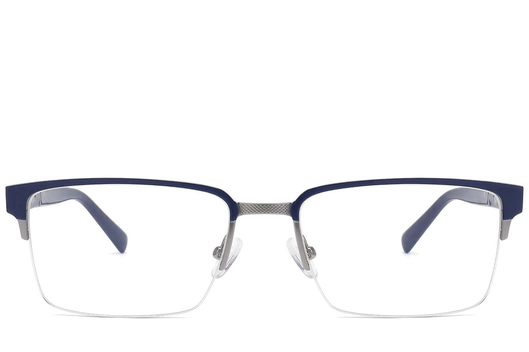 Semi-rimless Blue Metal Glasses #BS2425-2058