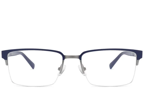 Lunettes semi-cerclées en métal bleu #BS2425-2058