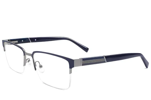 Lunettes semi-cerclées en métal bleu #BS2425-2058
