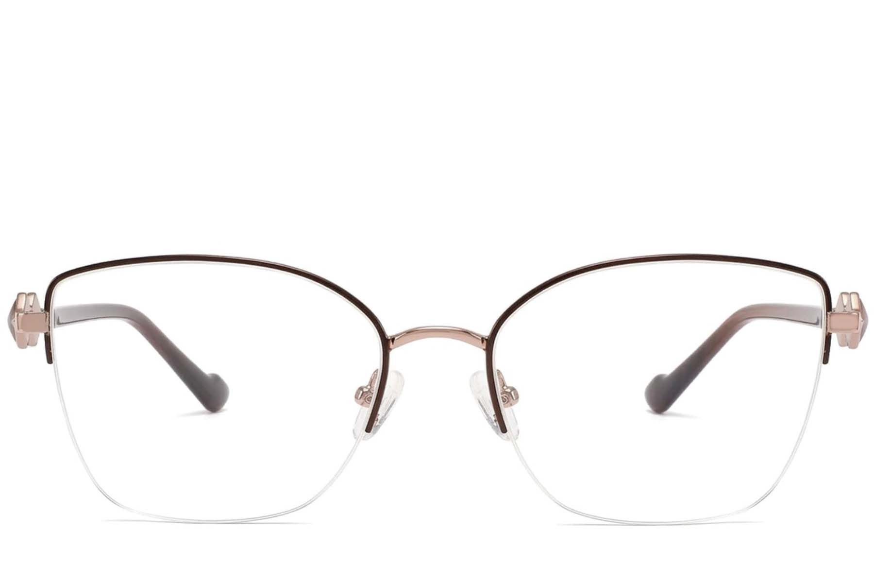 Lunettes semi-cerclées en métal marron #BS2425-2064