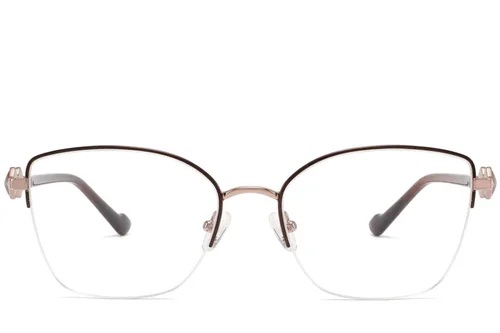 Lunettes semi-cerclées en métal marron #BS2425-2064