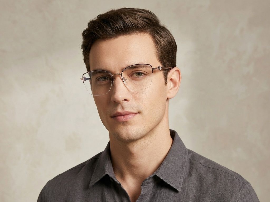 Lunettes semi-cerclées en métal marron #BS2425-2064