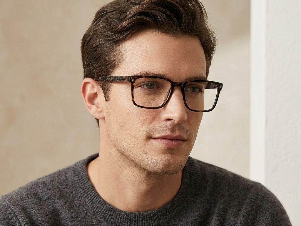 Rectangular Tortoiseshell Acetate Glasses #BS2425-2066