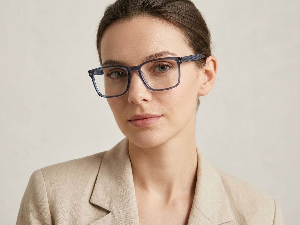 Rectangular Blue Acetate Glasses #BS2425-2067