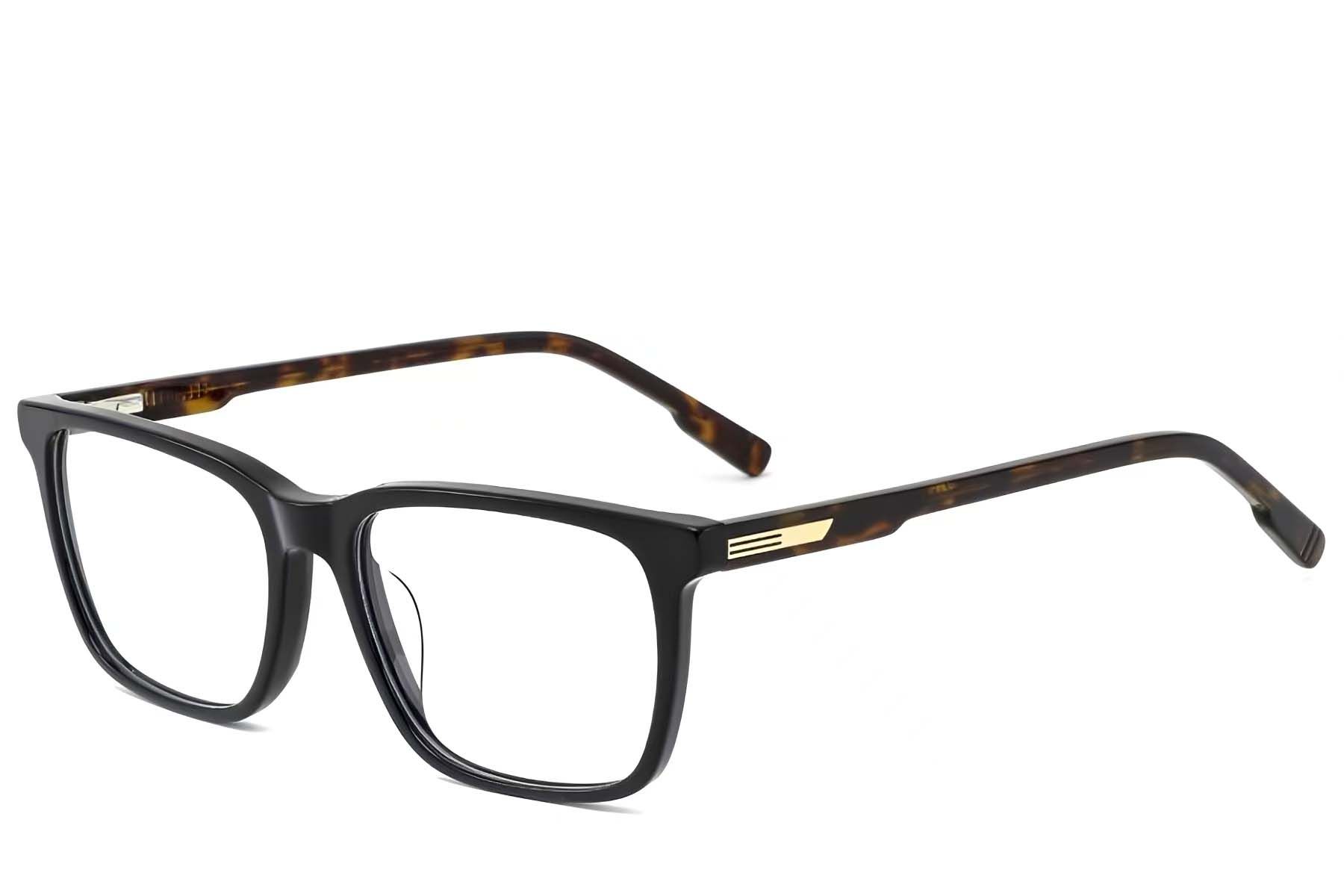 Rechteckige schwarze Acetatbrille #BS2425-2076