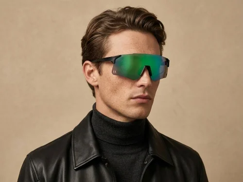 Lunettes de soleil aviateur en plastique noir #BS2426-0002