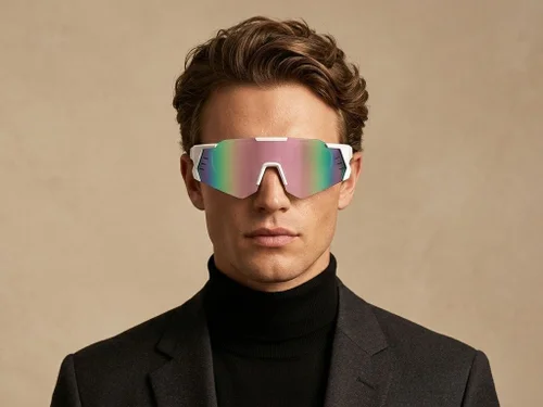 Gafas de sol de plástico blancas estilo aviador # BS2426-0010