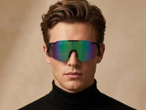 Lunettes de soleil aviateur en plastique noir #BS2426-0013