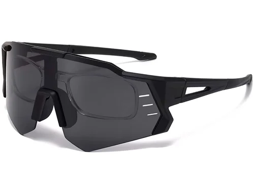 Lunettes de soleil aviateur en plastique noir #BS2426-0014