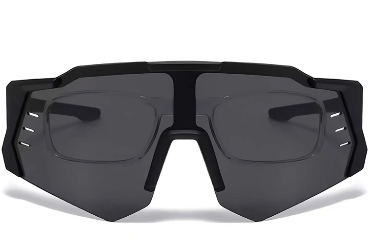 Gafas de sol de aviador de plástico negro #BS2426-0014