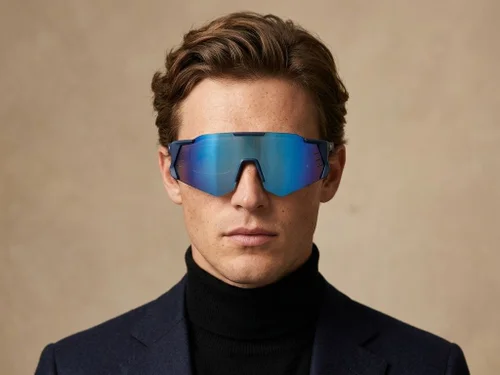 Lunettes de soleil aviateur en plastique bleu #BS2426-0016