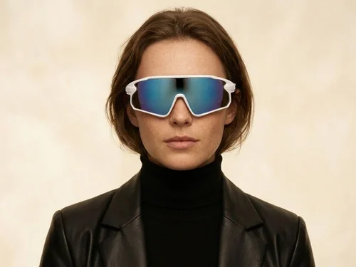 Gafas de sol polarizadas de plástico blanco estilo aviador # BS2426-0023