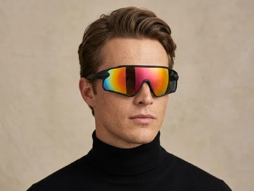 Gafas de sol polarizadas de plástico negro estilo aviador # BS2426-0024