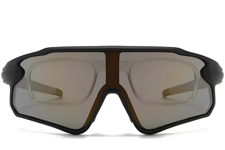 Gafas de sol polarizadas de plástico negro estilo aviador # BS2426-0025