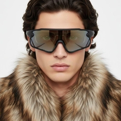 Gafas de sol polarizadas de plástico negro estilo aviador # BS2426-0025