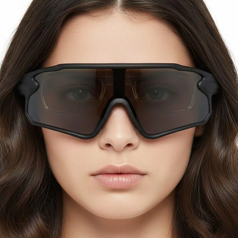 Aviator Black Plastic Polarized Sunglasses #BS2426-0025
