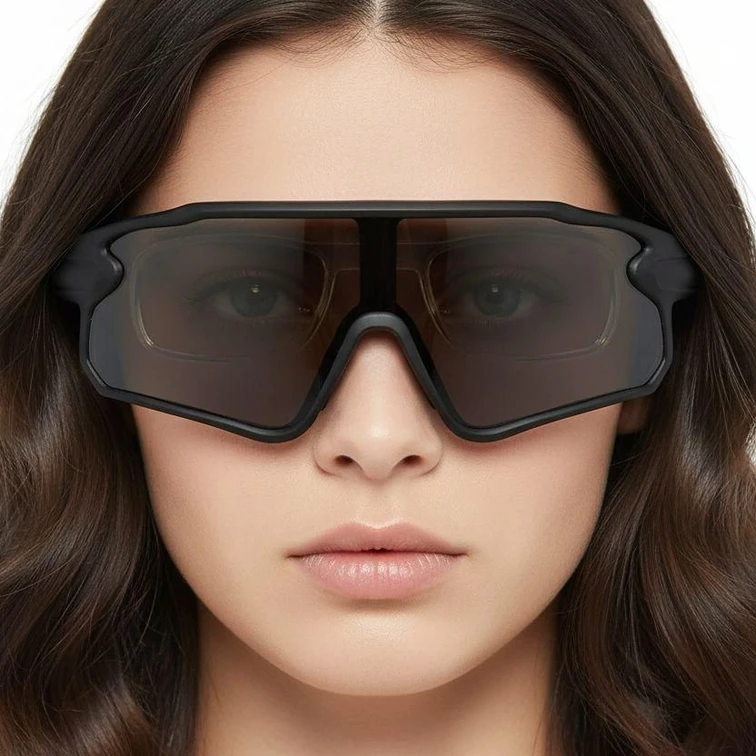 Gafas de sol polarizadas de plástico negro estilo aviador # BS2426-0025