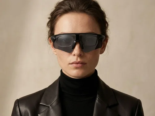 Gafas de sol polarizadas de plástico negro estilo aviador # BS2426-0026