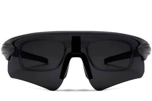 Aviator Black Plastic Polarized Sunglasses #BS2426-0026