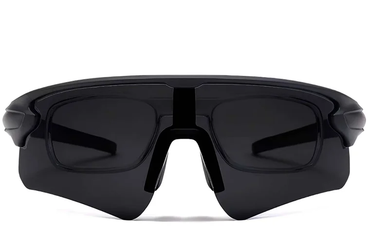 Lunettes de soleil polarisées Aviator en plastique noir #BS2426-0026