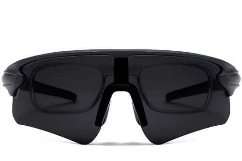 Aviator Black Plastic Polarized Sunglasses #BS2426-0026