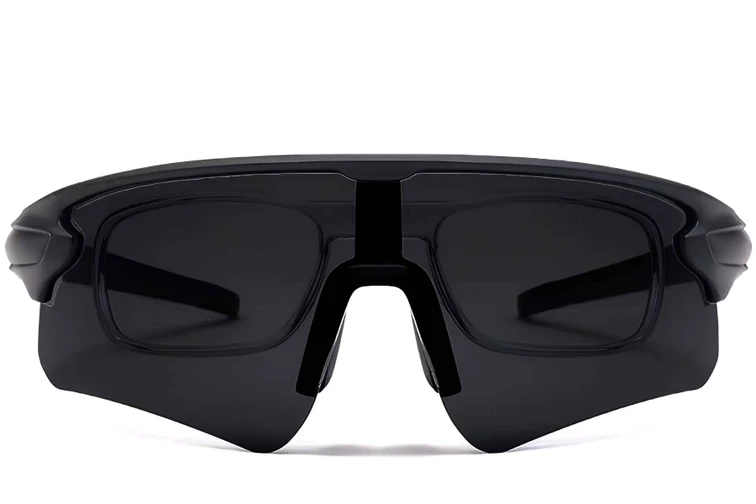 Aviator Black Plastic Polarized Sunglasses #BS2426-0026