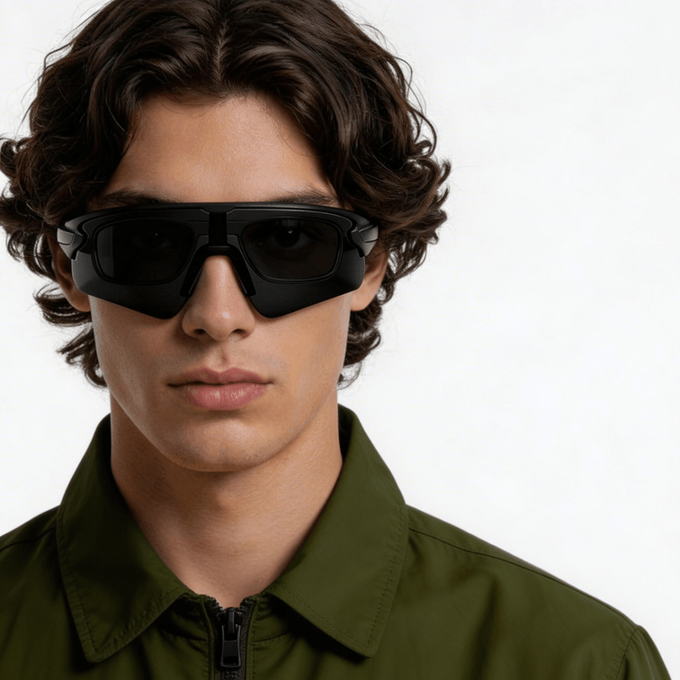 Gafas de sol polarizadas de plástico negro estilo aviador # BS2426-0026