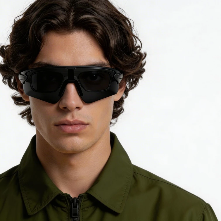 Aviator Black Plastic Polarized Sunglasses #BS2426-0026
