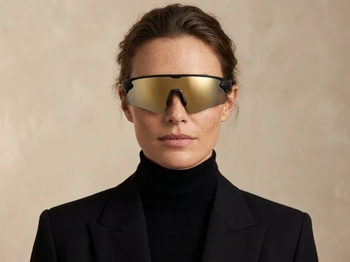 Gafas de sol polarizadas de plástico negro estilo aviador # BS2426-0030