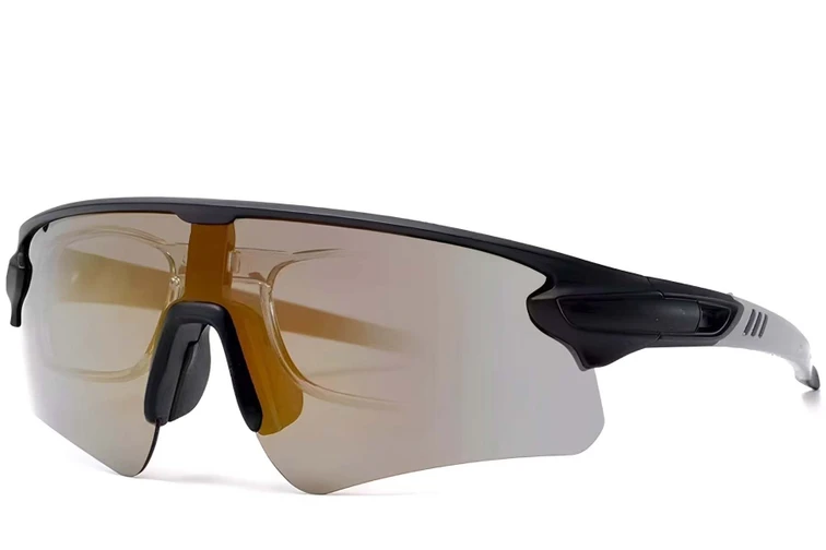 Polarisierte Pilotensonnenbrille aus schwarzem Kunststoff #BS2426-0030