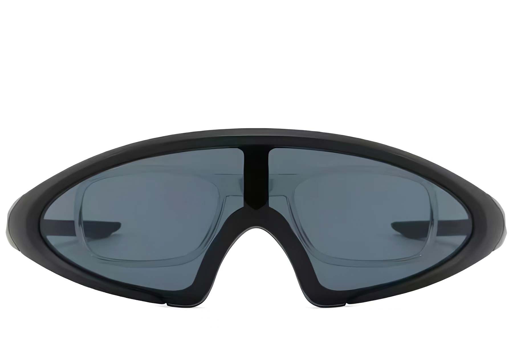 Semi-rimless Black Plastic Sunglasses #BS2426-0031