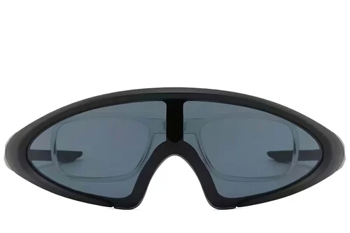 Lunettes de soleil semi-cerclées en plastique noir #BS2426-0031