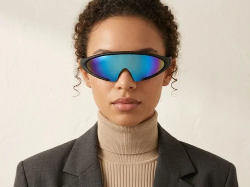 Gafas de sol de plástico negras semi al aire #BS2426-0032