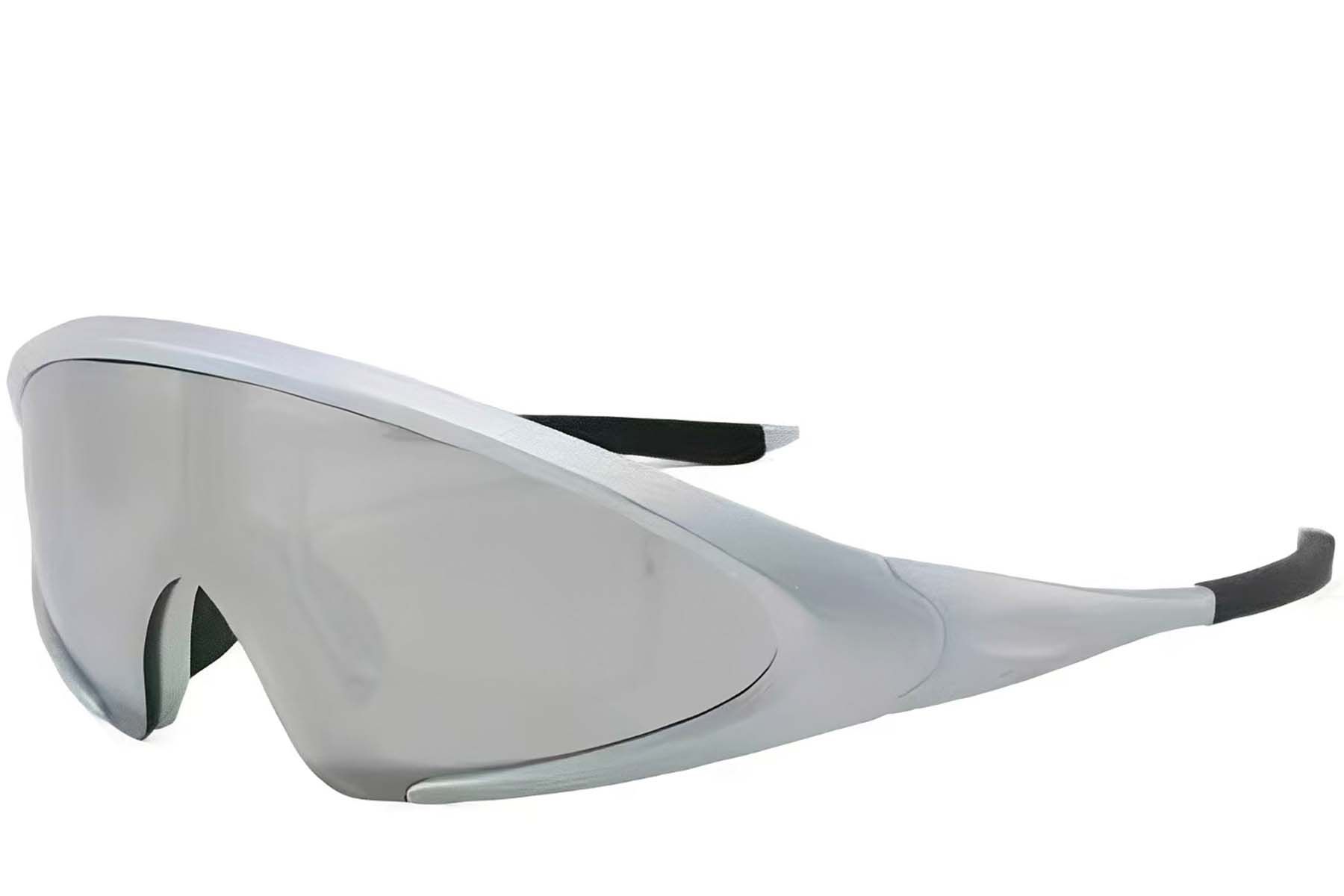 Semi-rimless Silver Plastic Sunglasses #BS2426-0033