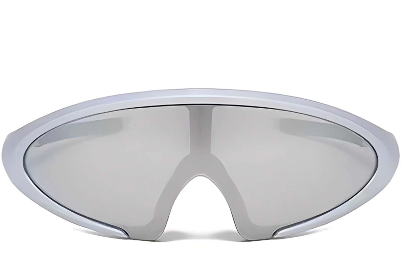 Semi-rimless Silver Plastic Sunglasses #BS2426-0033