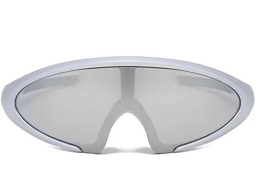 Gafas de sol de plástico plateadas con montura semi-sin montura #BS2426-0033
