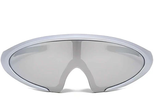 Semi-rimless Silver Plastic Sunglasses #BS2426-0033