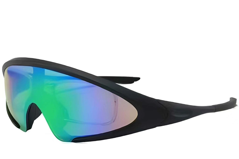 Semi-rimless Black Plastic Sunglasses #BS2426-0034