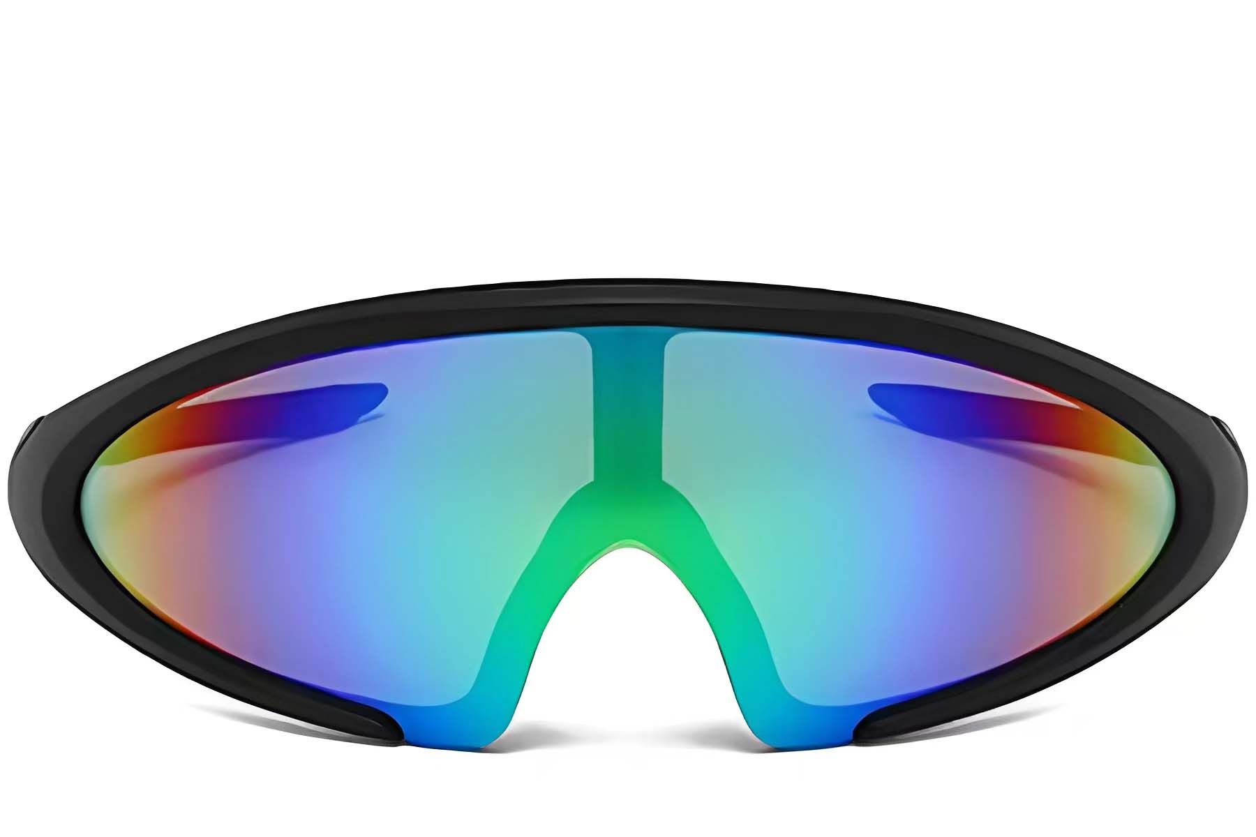 Semi-rimless Black Plastic Sunglasses #BS2426-0034