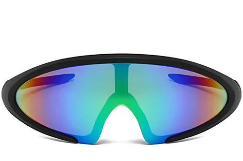 Lunettes de soleil semi-cerclées en plastique noir #BS2426-0034
