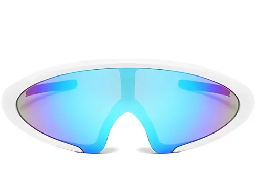 Lunettes de soleil semi-cerclées en plastique blanc #BS2426-0035