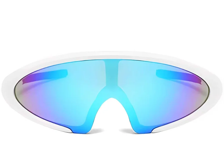 Halbrandlose weiße Kunststoff-Sonnenbrille #BS2426-0035