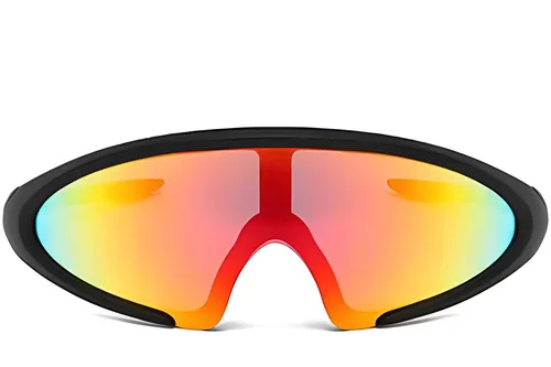 Lunettes de soleil semi-cerclées en plastique noir #BS2426-0036