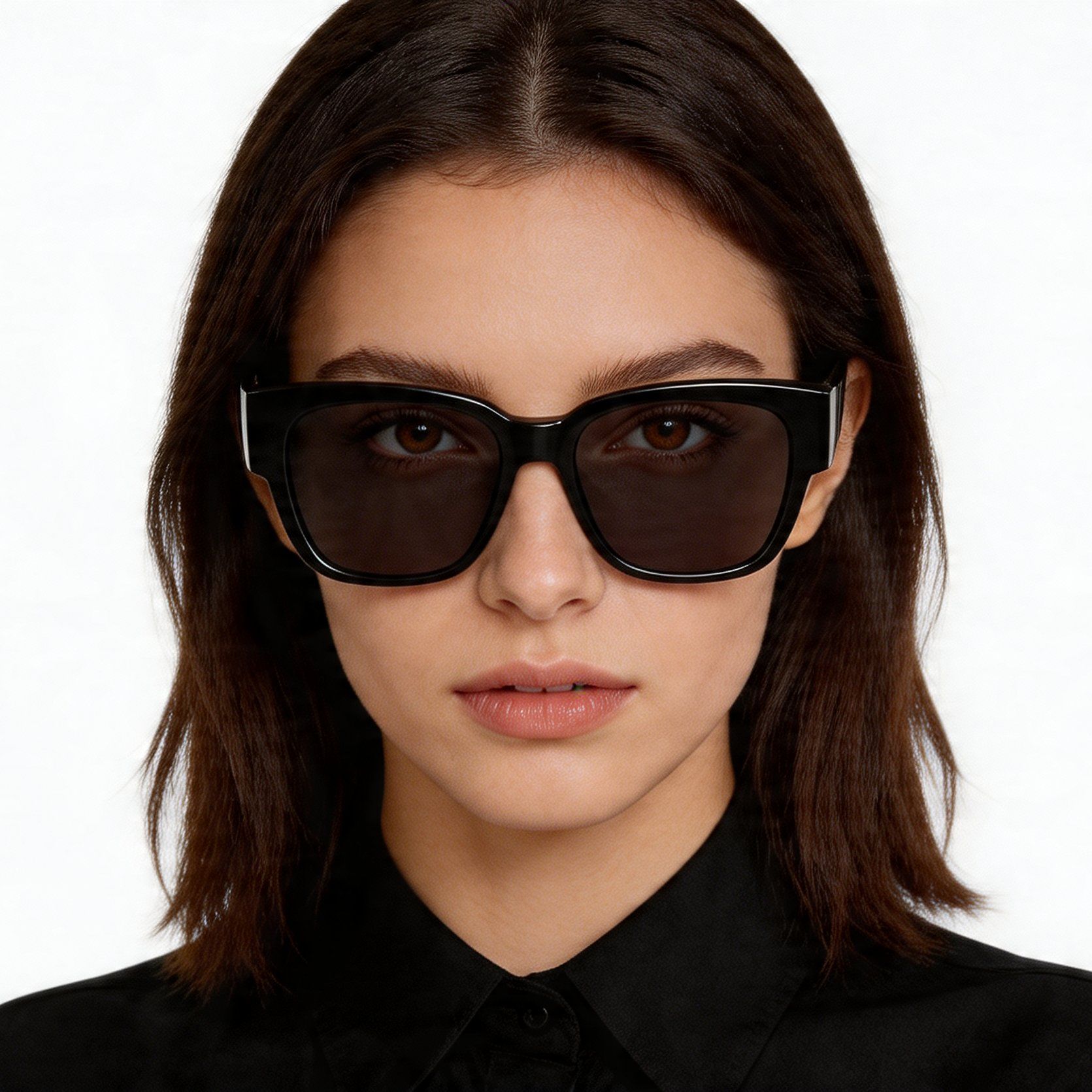 Rectangular Black Plastic Polarized Driving Glasses #BS2426-0037