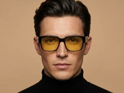 Lunettes de conduite polarisées rectangulaires en plastique noir #BS2426-0038