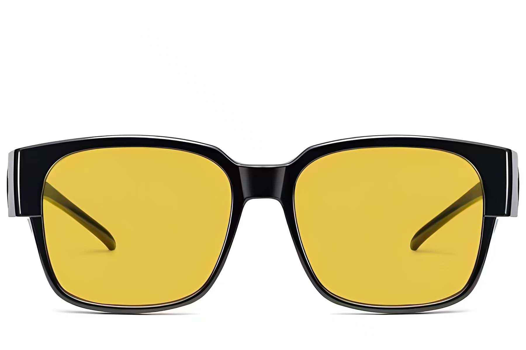 Rechthoekige zwarte plastic gepolariseerde rijbril #BS2426-0038