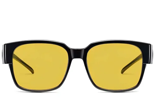 Lunettes de conduite polarisées rectangulaires en plastique noir #BS2426-0038