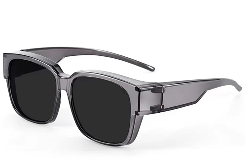 Rectangular Grey Plastic Polarized Driving Glasses #BS2426-0039